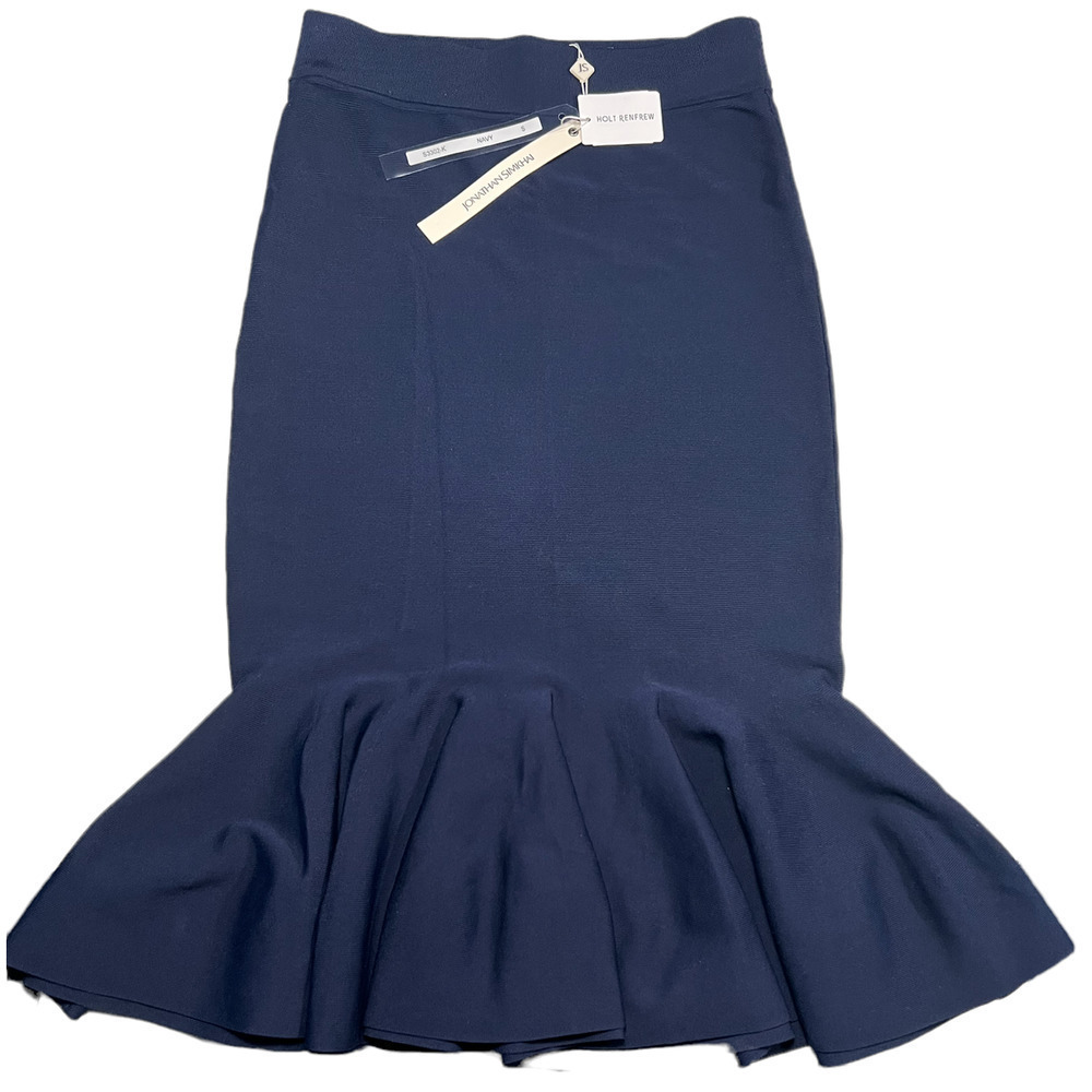 JONATHAN SIMKHAI - Navy Blue Trumpet Fluted Skirt - Size S  - NWT